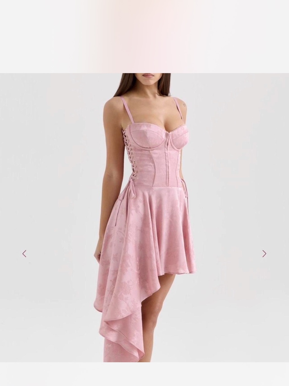 House of CB Dusty Pink Lace-Up Bustier High-Low Dress